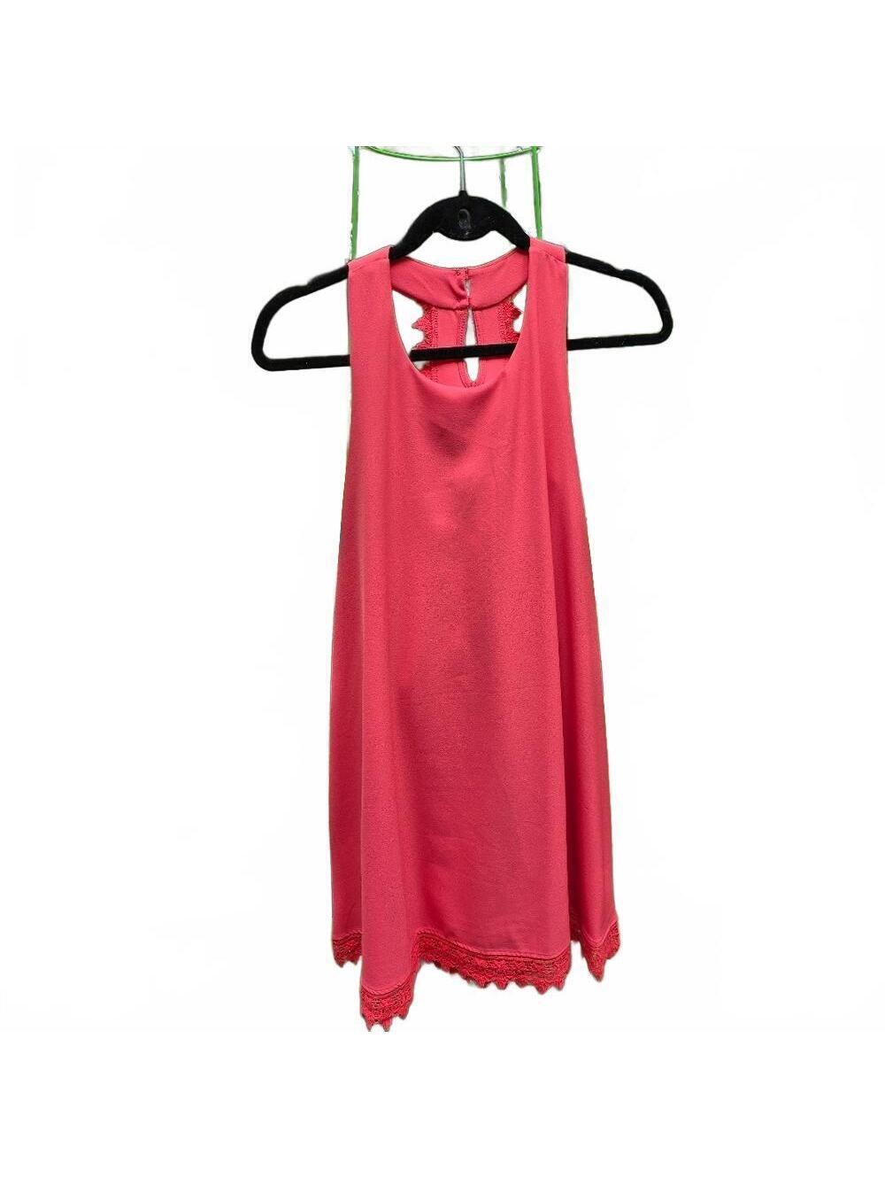 Everleigh Bright Pink Lace Hem Sleeveless Dress Size S